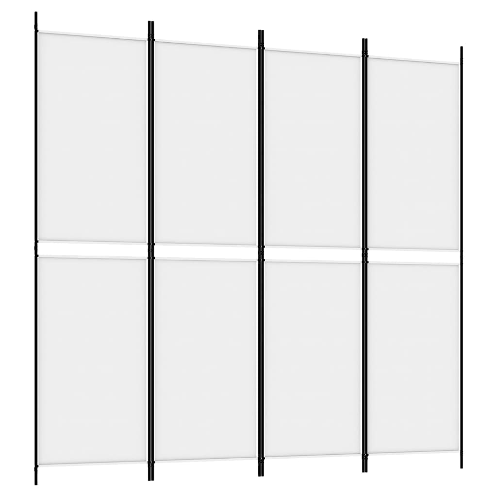 Divisorio a 4 Pannelli Bianco 200x200 cm Tessuto