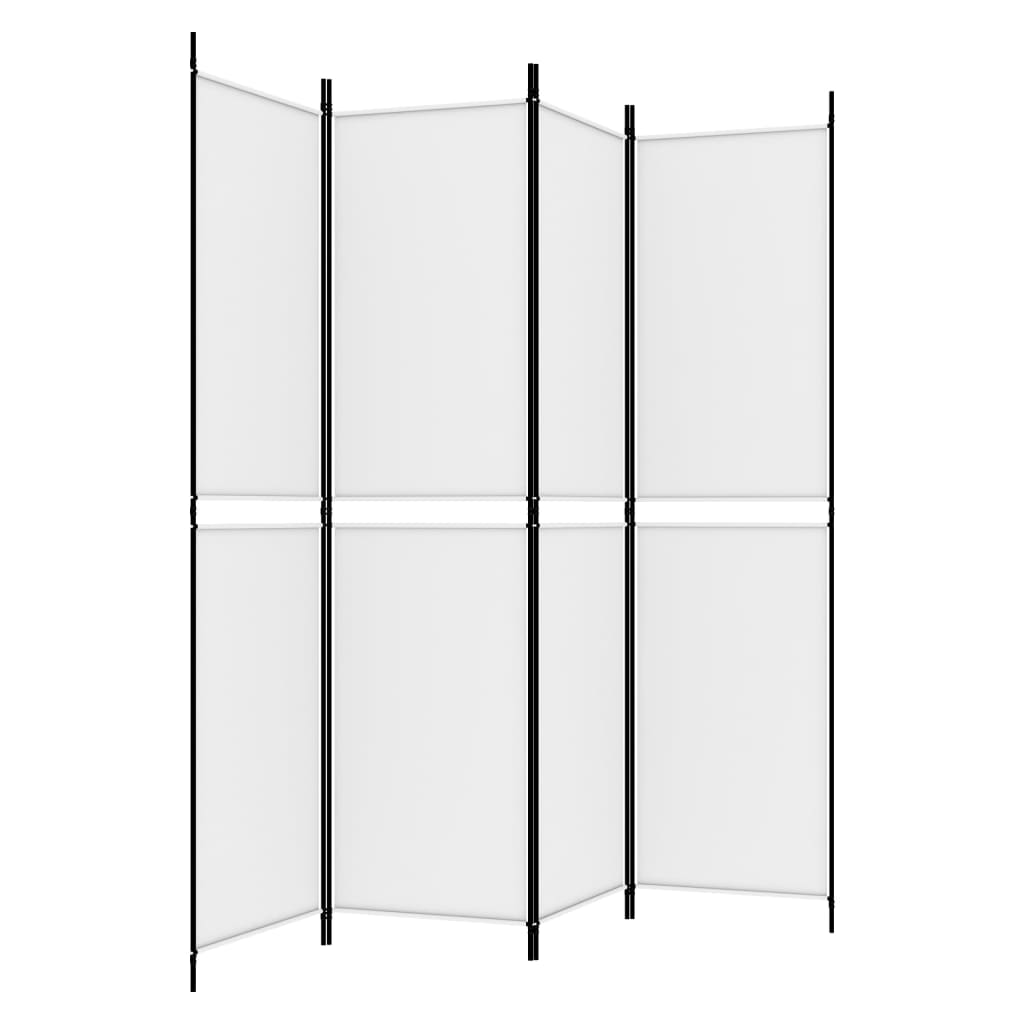 Divisorio a 4 Pannelli Bianco 200x200 cm Tessuto