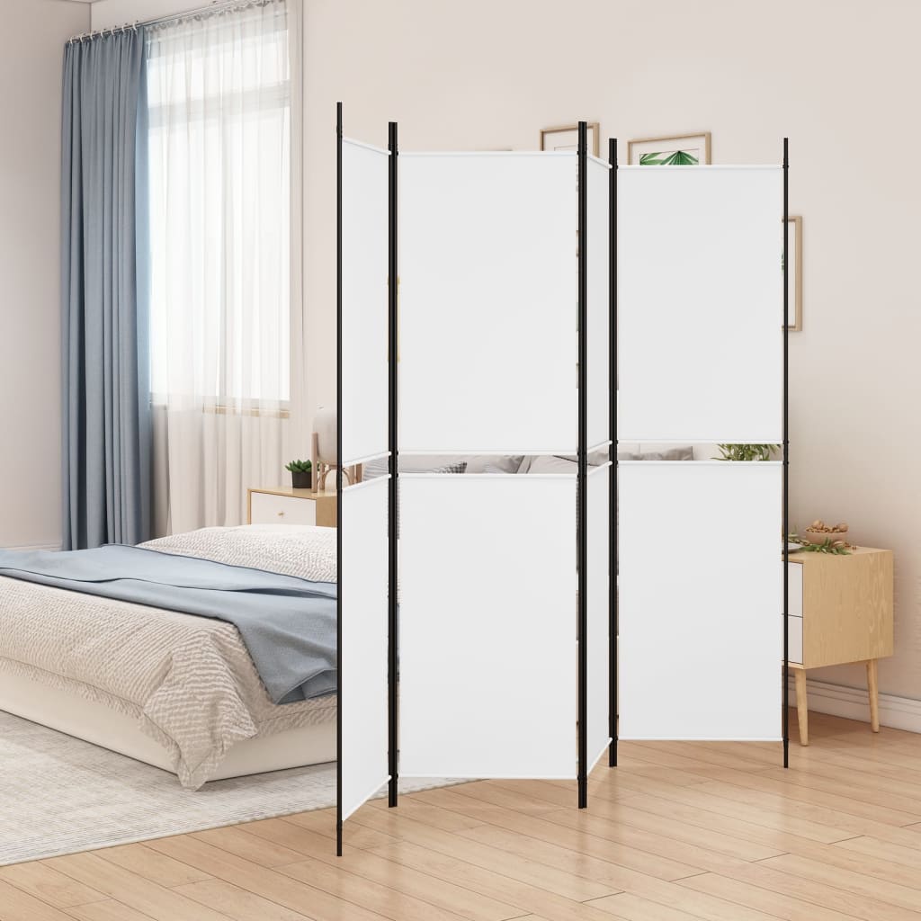 Divisorio a 4 Pannelli Bianco 200x200 cm Tessuto