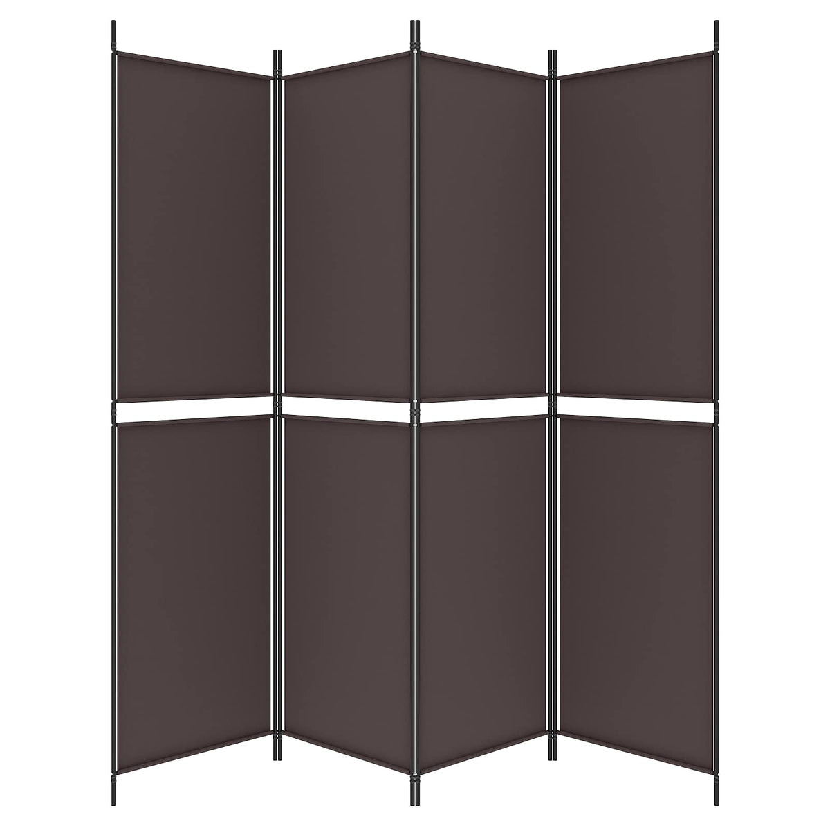 Divisorio a 4 Pannelli Marrone 200x200 cm in Tessuto