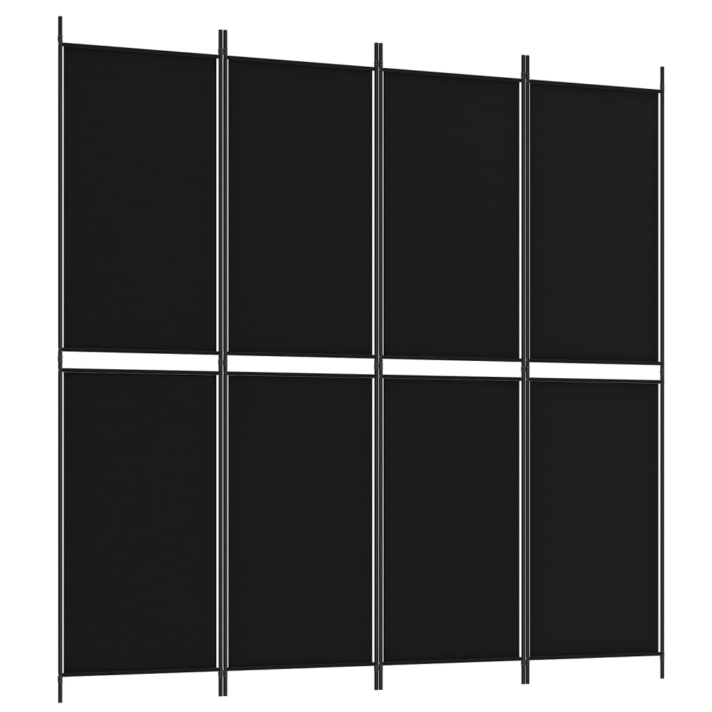 Divisorio a 4 Pannelli Nero 200x200 cm in Tessuto | homemem39