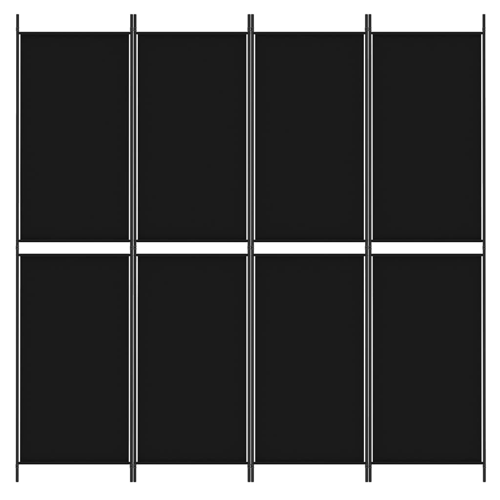 Divisorio a 4 Pannelli Nero 200x200 cm in Tessuto | homemem39