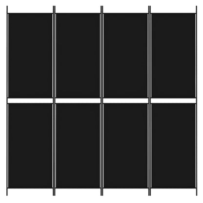 Divisorio a 4 Pannelli Nero 200x200 cm in Tessuto