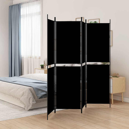 Divisorio a 4 Pannelli Nero 200x200 cm in Tessuto | homemem39