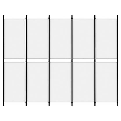 Divisorio a 5 Pannelli Bianco 250x200 cm Tessuto