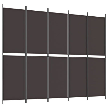 Divisorio a 5 Pannelli Marrone 250x200 cm in Tessuto | homemem39