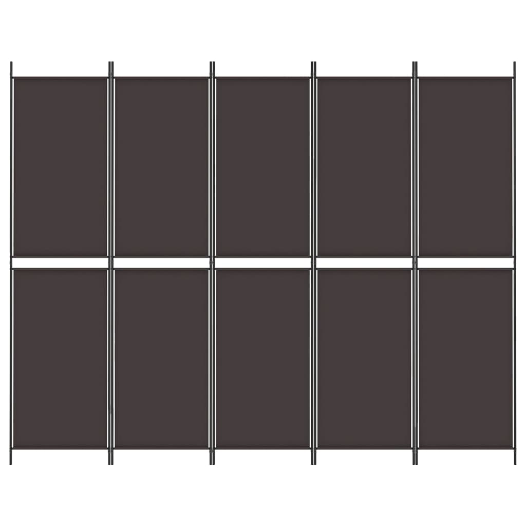 Divisorio a 5 Pannelli Marrone 250x200 cm in Tessuto | homemem39