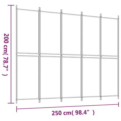 Divisorio a 5 Pannelli Antracite 250x200 cm Tessuto