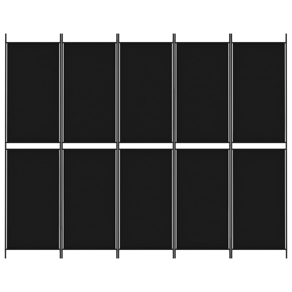 Divisorio 5 Pannelli Nero 250x200 cm Tessuto | homemem39