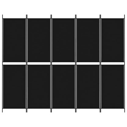 Divisorio 5 Pannelli Nero 250x200 cm Tessuto | homemem39