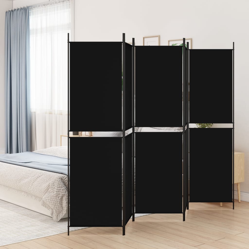 Divisorio 5 Pannelli Nero 250x200 cm Tessuto | homemem39