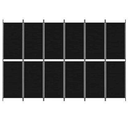 Divisorio a 6 Pannelli Nero 300x200 cm in Tessuto | homemem39