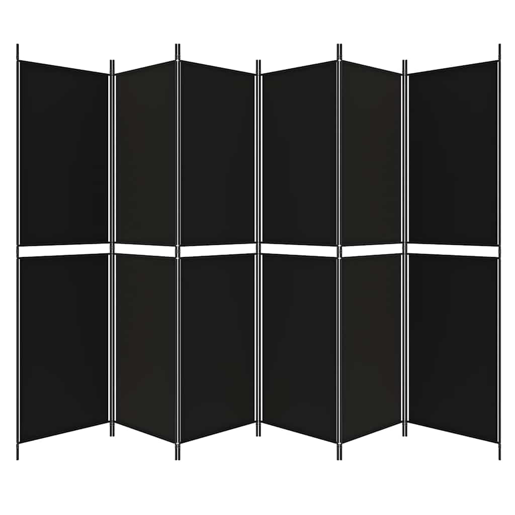 Divisorio a 6 Pannelli Nero 300x200 cm in Tessuto | homemem39
