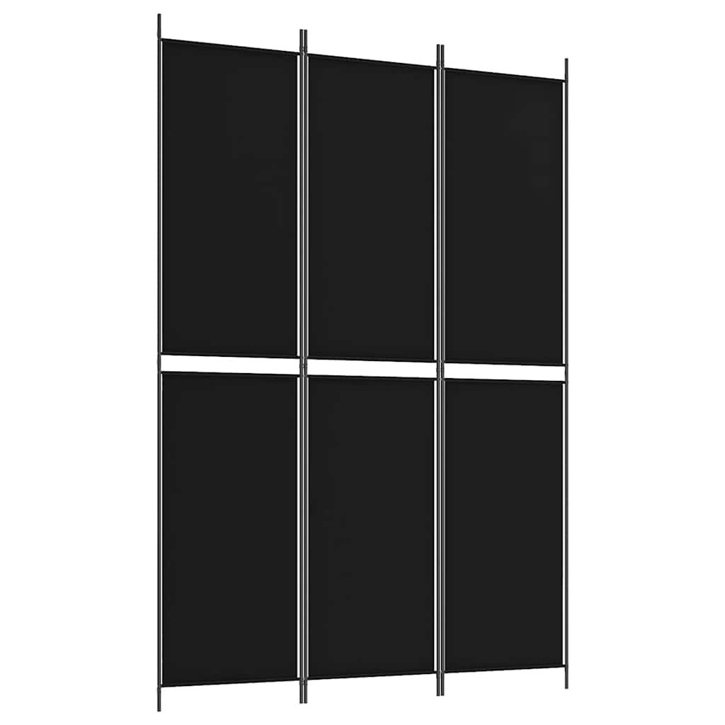 Divisorio a 3 Pannelli Nero 150x220 cm in Tessuto