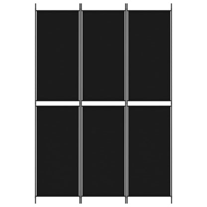 Divisorio a 3 Pannelli Nero 150x220 cm in Tessuto