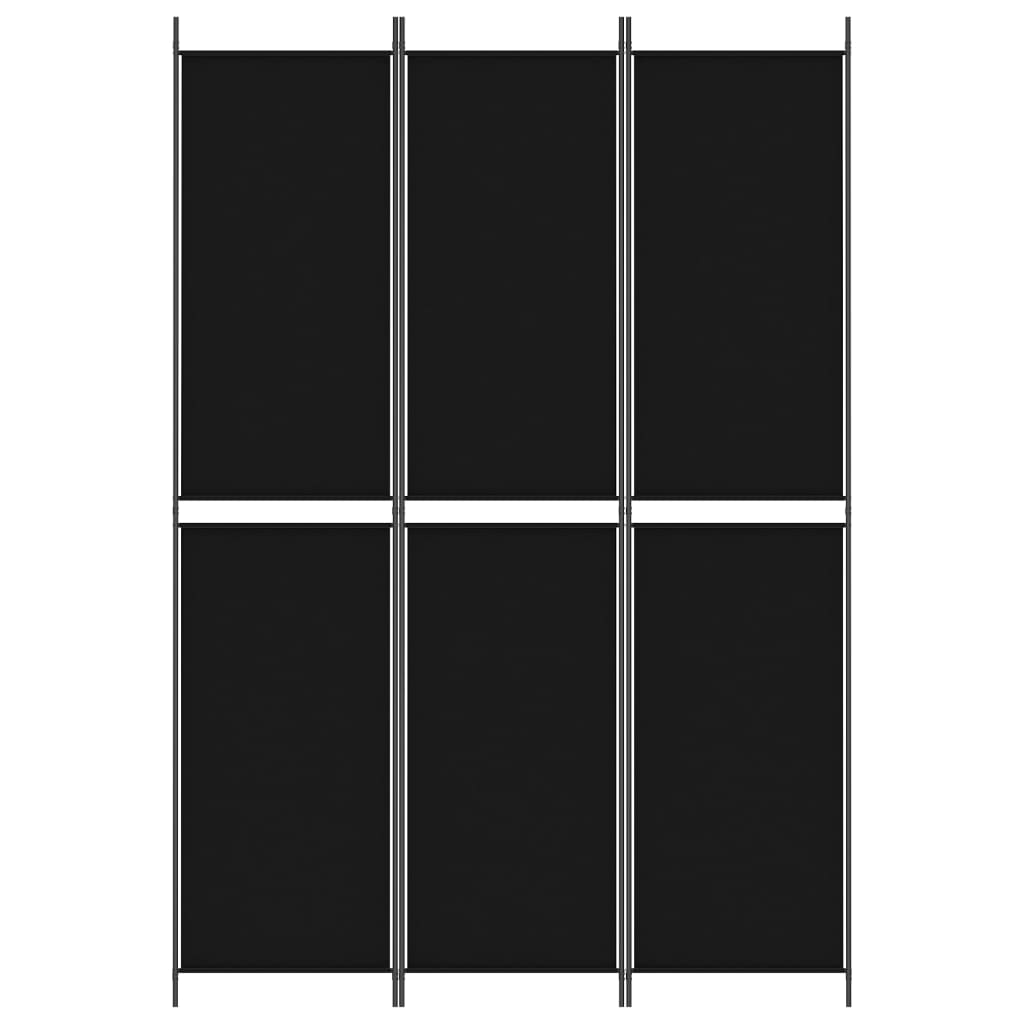 Divisorio a 3 Pannelli Nero 150x220 cm in Tessuto