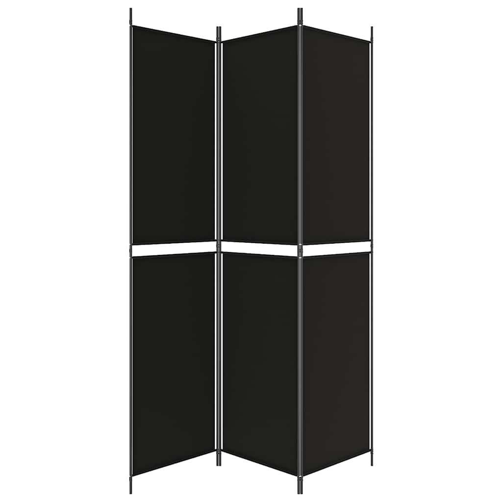 Divisorio a 3 Pannelli Nero 150x220 cm in Tessuto