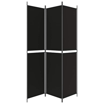 Divisorio a 3 Pannelli Nero 150x220 cm in Tessuto