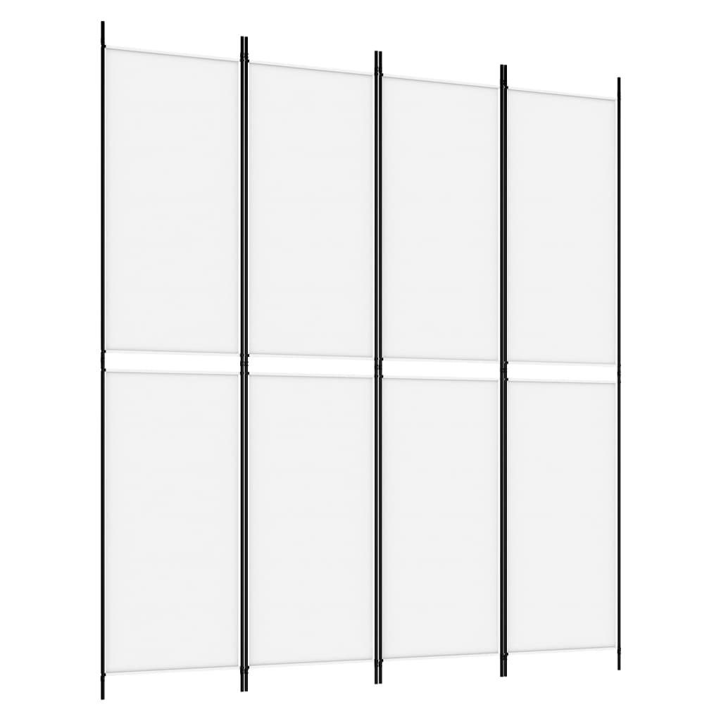 Divisorio a 4 Pannelli Bianco 200x220 cm Tessuto