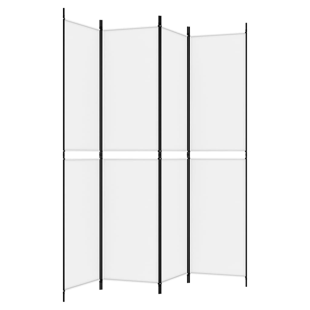 Divisorio a 4 Pannelli Bianco 200x220 cm Tessuto