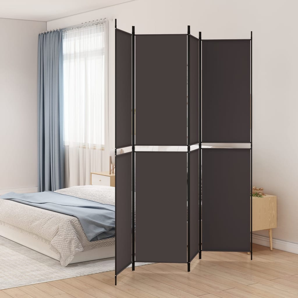 Divisorio a 4 Pannelli Marrone 200x220 cm in Tessuto | homemem39