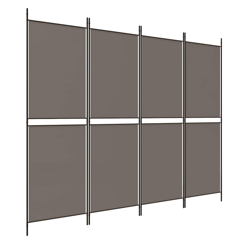 Divisorio a 4 Pannelli Antracite 200x220 cm Tessuto