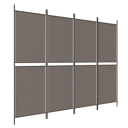 Divisorio a 4 Pannelli Antracite 200x220 cm Tessuto
