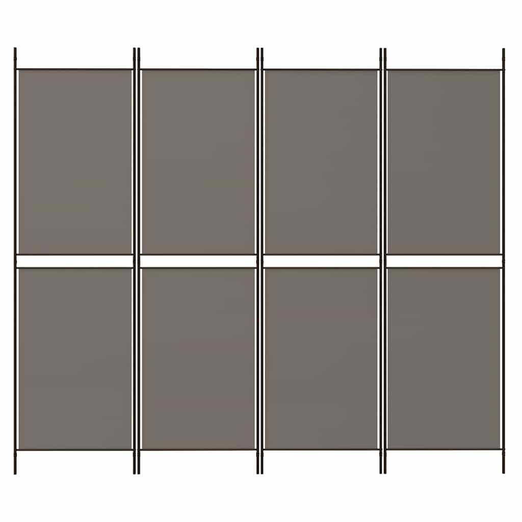 Divisorio a 4 Pannelli Antracite 200x220 cm Tessuto