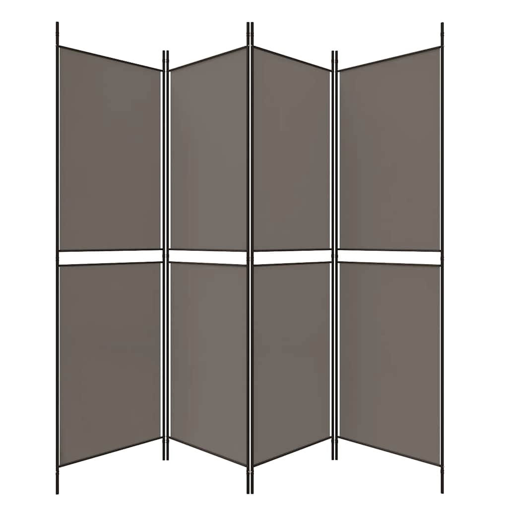Divisorio a 4 Pannelli Antracite 200x220 cm Tessuto
