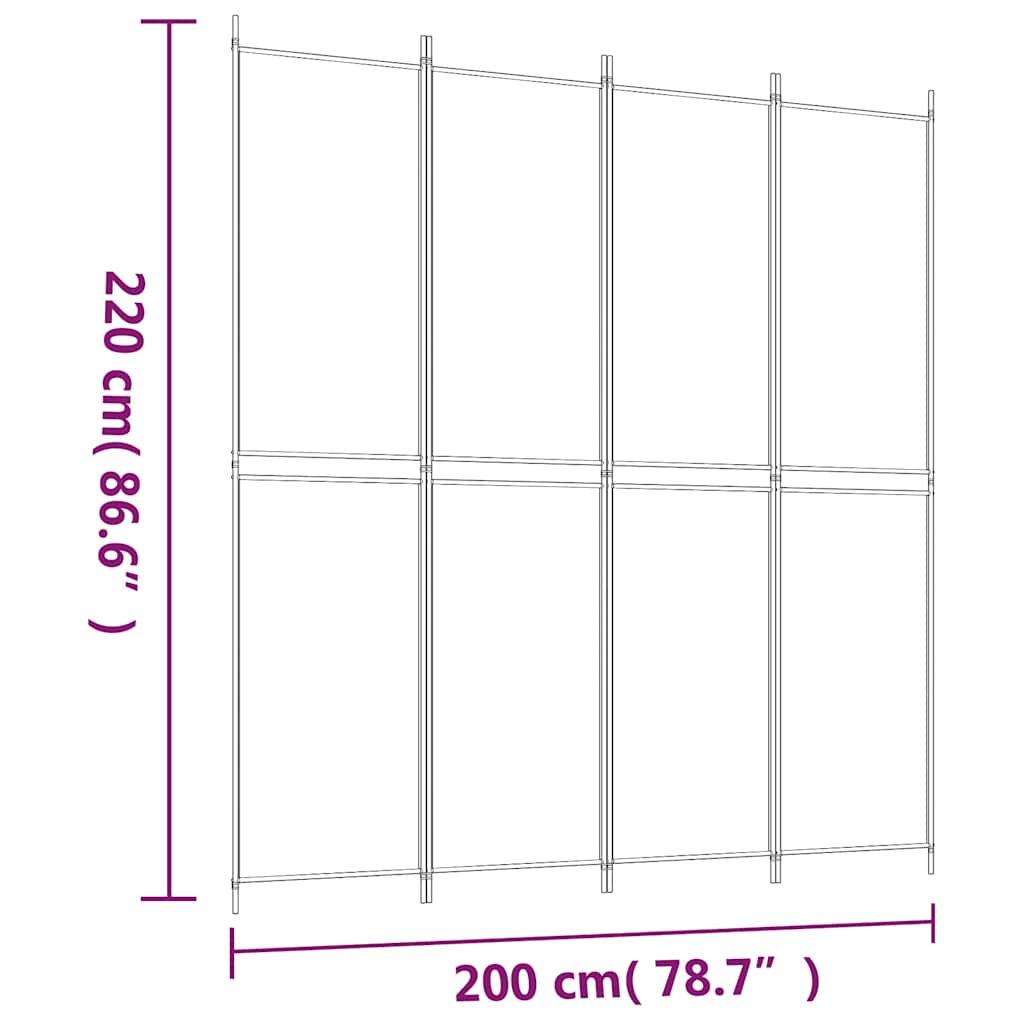 Divisorio a 4 Pannelli Antracite 200x220 cm Tessuto