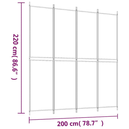 Divisorio a 4 Pannelli Antracite 200x220 cm Tessuto
