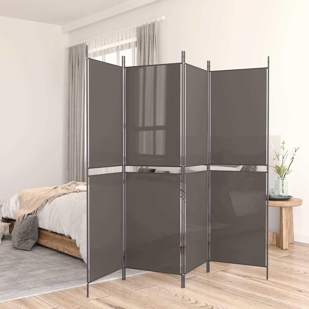 Divisorio a 4 Pannelli Antracite 200x220 cm Tessuto | homemem39