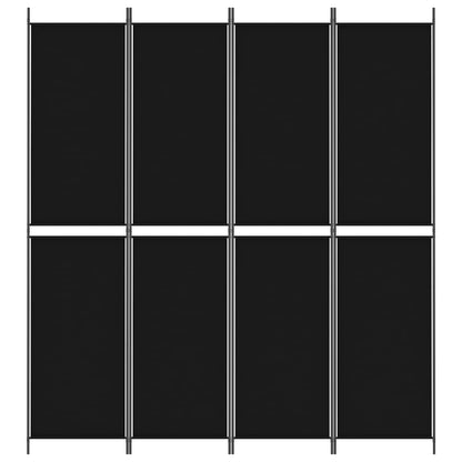 Divisorio a 4 Pannelli Nero 200x220 cm in Tessuto