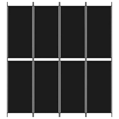 Divisorio a 4 Pannelli Nero 200x220 cm in Tessuto