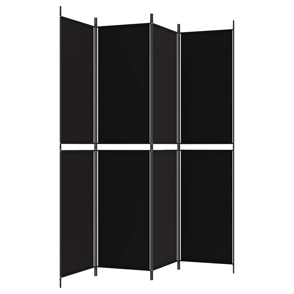Divisorio a 4 Pannelli Nero 200x220 cm in Tessuto