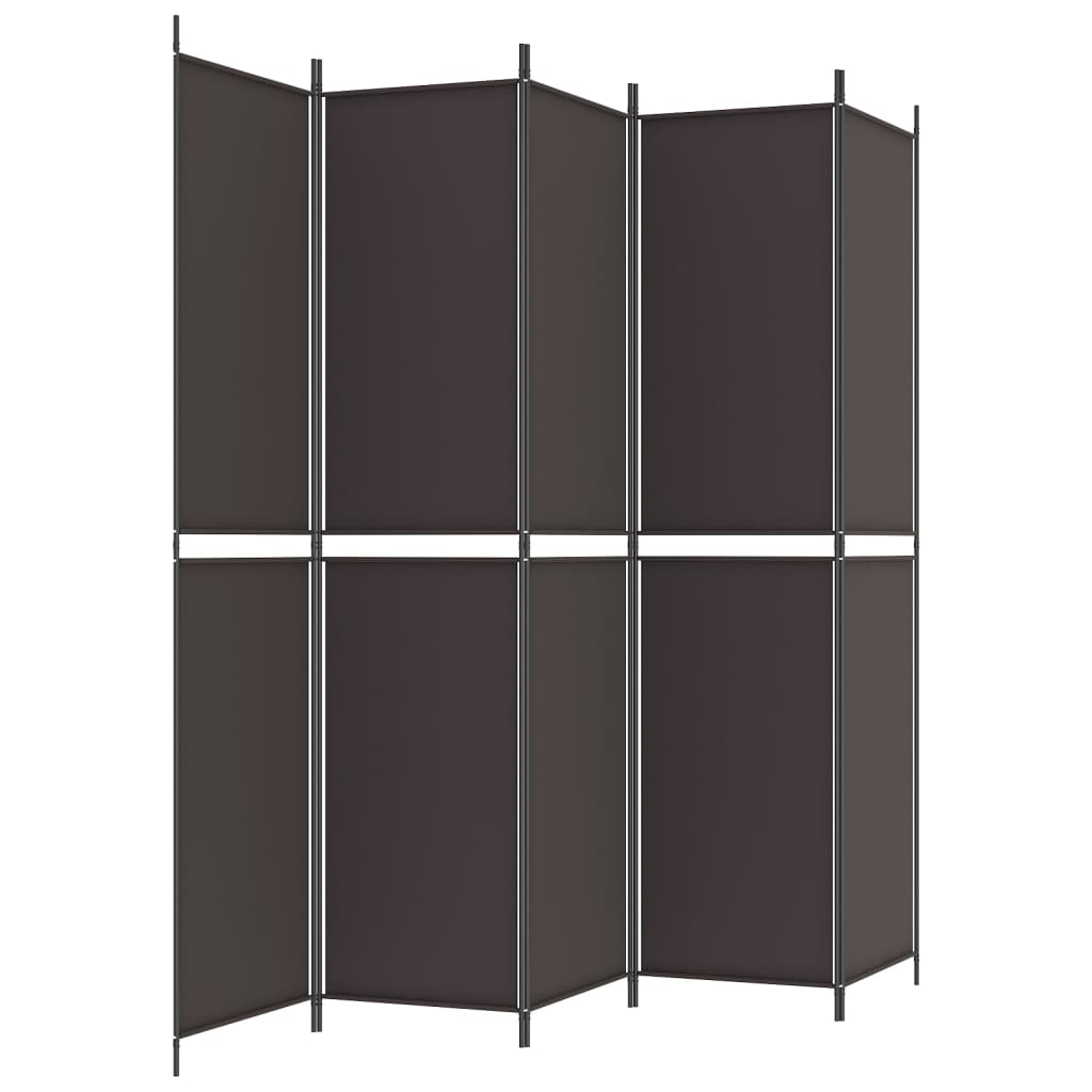 Divisorio a 5 Pannelli Marrone 250x220 cm in Tessuto | homemem39