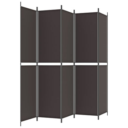 Divisorio a 5 Pannelli Marrone 250x220 cm in Tessuto | homemem39