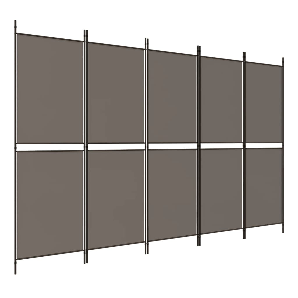 Divisorio a 5 Pannelli Antracite 250x220 cm Tessuto | homemem39