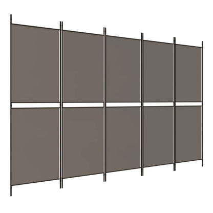 Divisorio a 5 Pannelli Antracite 250x220 cm Tessuto | homemem39