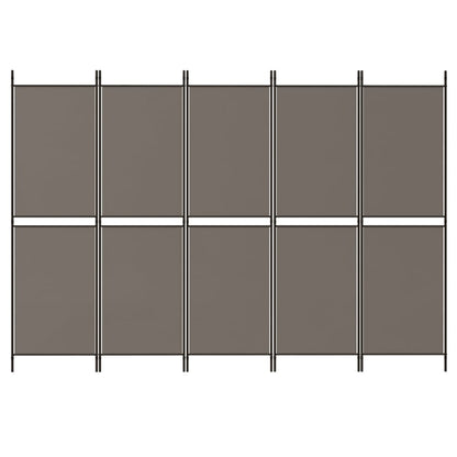 Divisorio a 5 Pannelli Antracite 250x220 cm Tessuto
