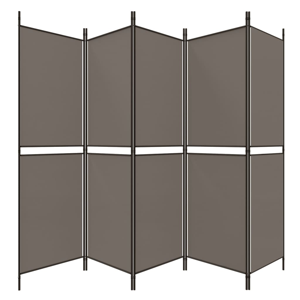 Divisorio a 5 Pannelli Antracite 250x220 cm Tessuto | homemem39