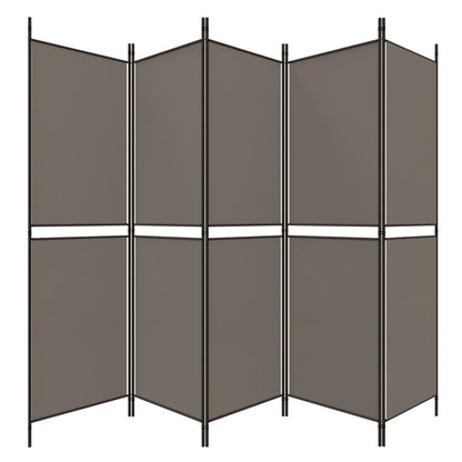 Divisorio a 5 Pannelli Antracite 250x220 cm Tessuto