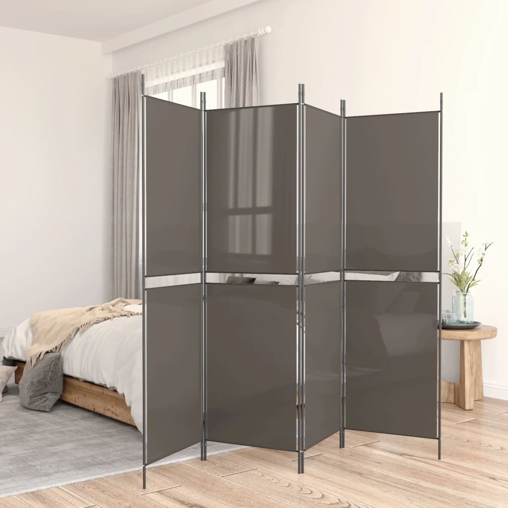 Divisorio a 5 Pannelli Antracite 250x220 cm Tessuto | homemem39