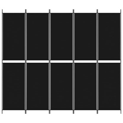 Divisorio 5 Pannelli Nero 250x220 cm Tessuto