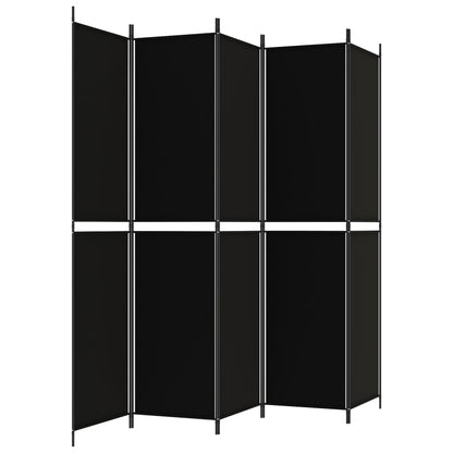 Divisorio 5 Pannelli Nero 250x220 cm Tessuto