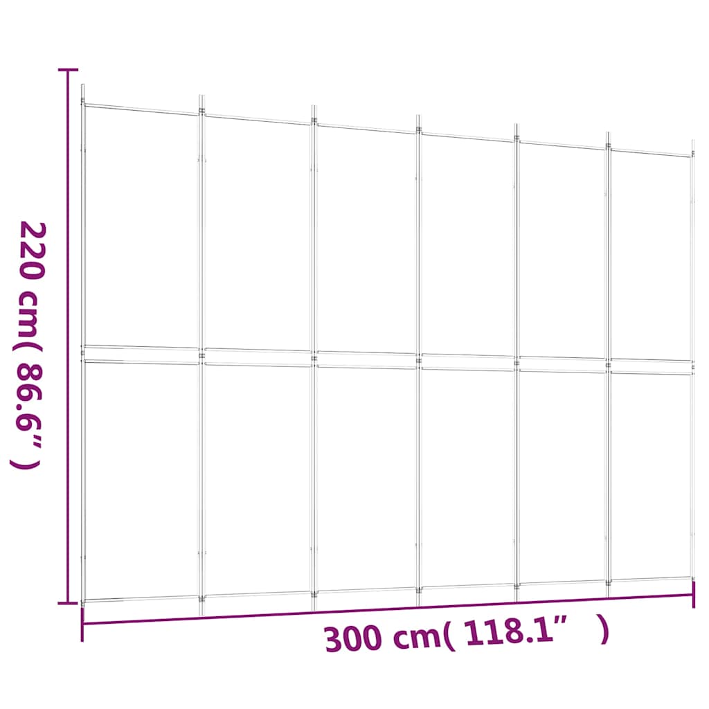Divisorio a 6 Pannelli Marrone 300x220 cm in Tessuto