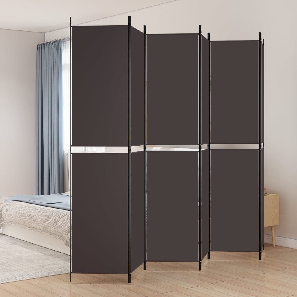 Divisorio a 6 Pannelli Marrone 300x220 cm in Tessuto | homemem39