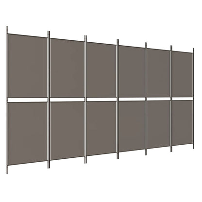Divisorio a 6 Pannelli Antracite 300x220 cm Tessuto