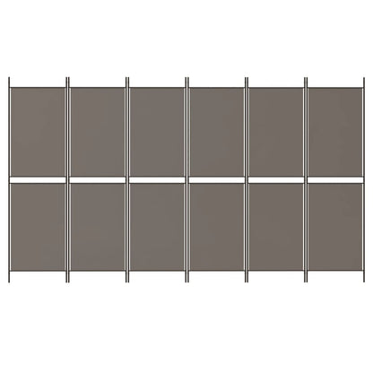 Divisorio a 6 Pannelli Antracite 300x220 cm Tessuto