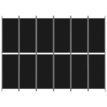 Divisorio a 6 Pannelli Nero 300x220 cm in Tessuto